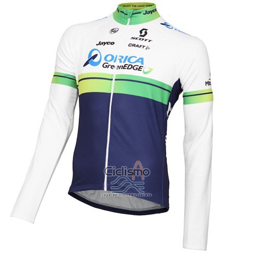 Orica Verdeedge Ropa Ciclismo Culotte Largo 2016 Mangas Largas Blanco y Azul